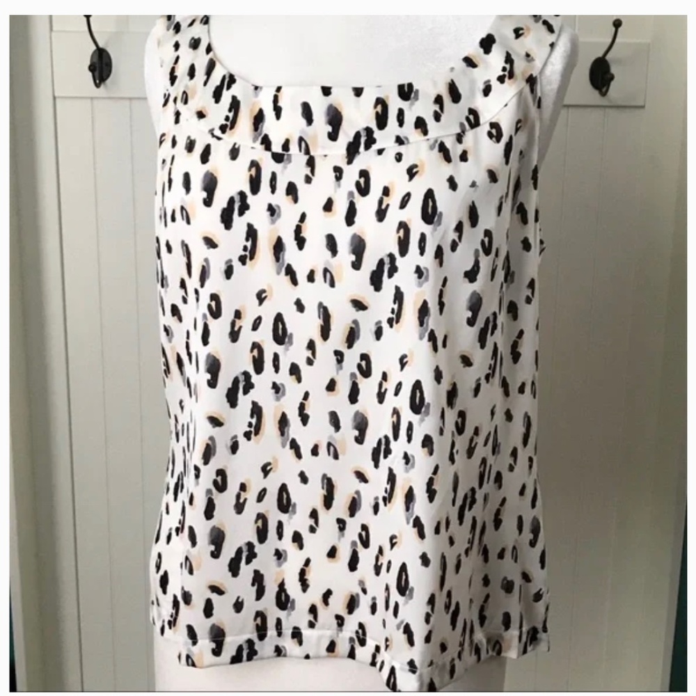NWT Silk St. John Animal Print Sleeveless Blouse